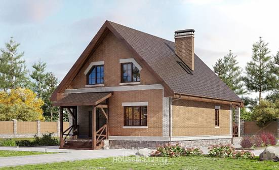 160-011-Л Проект двухэтажного дома с мансардным этажом, простой домик из блока Щигры | Проекты домов от House Expert