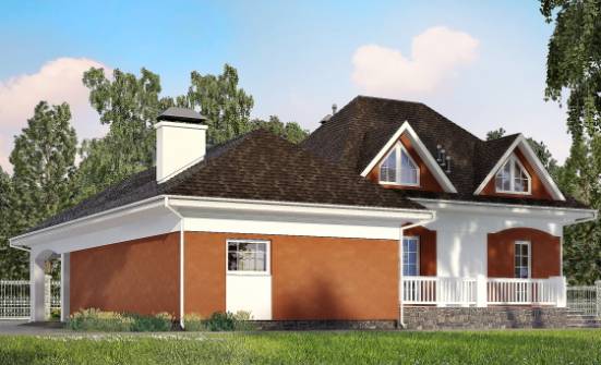 180-007-П Проект двухэтажного дома мансардой и гаражом, уютный дом из пеноблока Курчатов | Проекты домов от House Expert