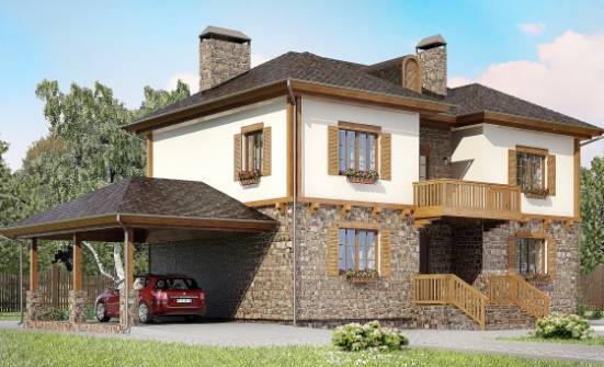 155-006-Л Проект двухэтажного дома и гаражом, скромный домик из теплоблока Щигры | Проекты домов от House Expert