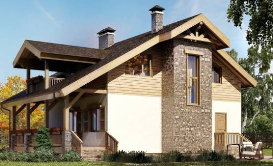 150-004-П Проект двухэтажного дома мансардный этаж, компактный загородный дом из арболита Курск | Проекты домов от House Expert