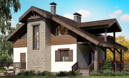 150-004-Л Проект двухэтажного дома с мансардным этажом, небольшой дом из керамзитобетонных блоков Курск | Проекты домов от House Expert
