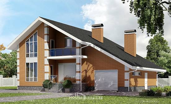 190-006-П Проект двухэтажного дома с мансардой, гараж, современный дом из керамзитобетонных блоков Курчатов | Проекты домов от House Expert