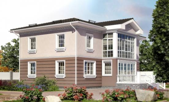 210-005-П Проект двухэтажного дома, современный загородный дом из поризованных блоков Курчатов | Проекты домов от House Expert