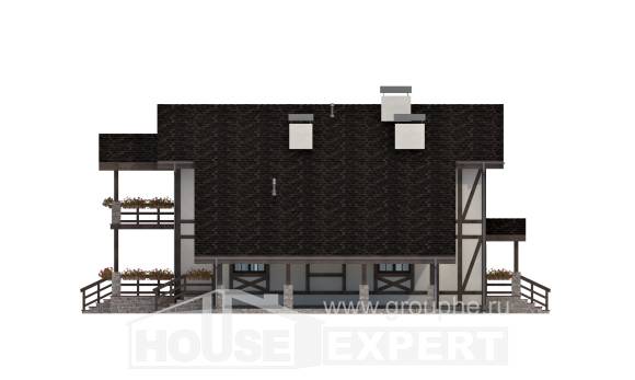 250-002-Л Проект двухэтажного дома с мансардным этажом и гаражом, средний дом из кирпича Курчатов, House Expert