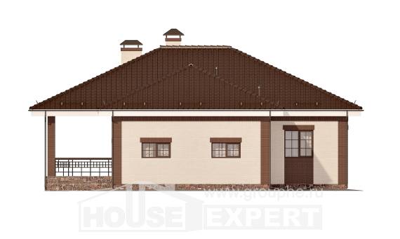 160-015-П Проект одноэтажного дома, гараж, скромный домик из газосиликатных блоков Железногорск, House Expert