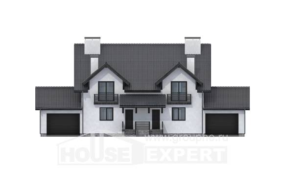 290-003-П Проект двухэтажного дома с мансардным этажом, классический домик из арболита Железногорск, House Expert