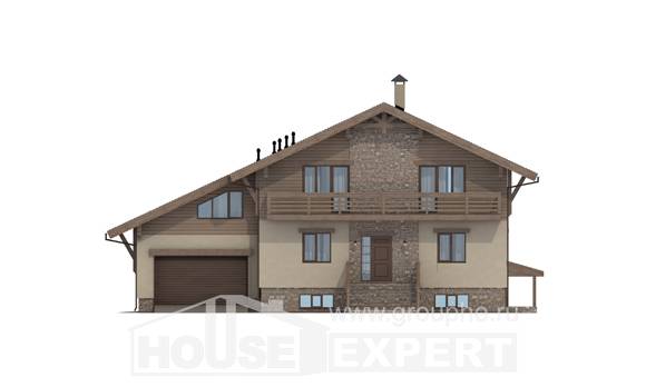420-001-Л Проект трехэтажного дома с мансардным этажом, гараж, современный домик из кирпича Курск, House Expert