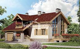 165-002-П Проект двухэтажного дома с мансардным этажом, гараж, современный дом из теплоблока Щигры, House Expert