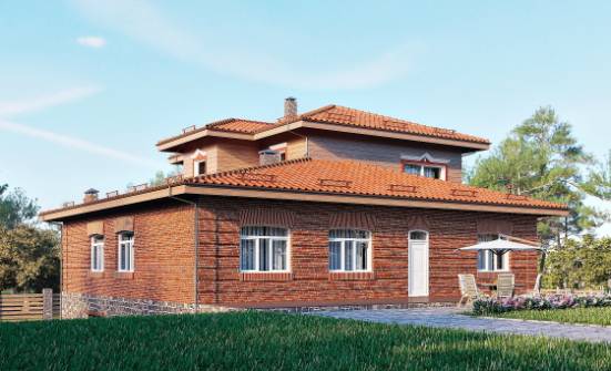 380-002-Л Проект трехэтажного дома, гараж, красивый коттедж из кирпича Железногорск | Проекты домов от House Expert