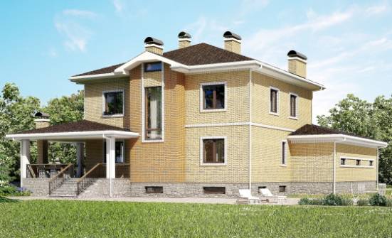 350-002-Л Проект трехэтажного дома, гараж, большой загородный дом из кирпича Железногорск | Проекты домов от House Expert