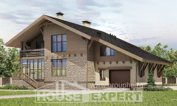 420-001-Л Проект трехэтажного дома мансардой, гараж, красивый загородный дом из кирпича Курск, House Expert