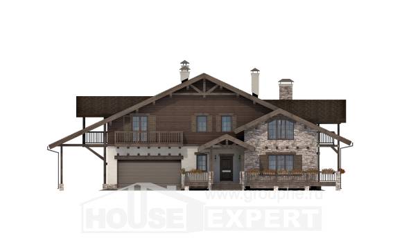 340-003-П Проект двухэтажного дома с мансардой, гараж, огромный коттедж из кирпича Железногорск, House Expert