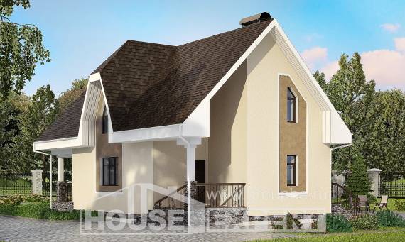 125-001-Л Проект двухэтажного дома с мансардой, бюджетный загородный дом из бризолита Курск, House Expert