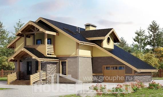 180-011-П Проект двухэтажного дома мансардой, гараж, уютный дом из бризолита Курчатов, House Expert