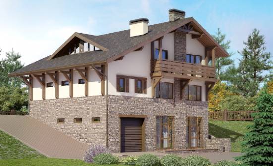 305-002-Л Проект трехэтажного дома с мансардой, большой коттедж из кирпича Железногорск | Проекты домов от House Expert