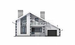 180-001-П Проект двухэтажного дома мансардой и гаражом, простой загородный дом из твинблока Курчатов, House Expert