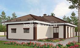 160-015-П Проект одноэтажного дома и гаражом, классический дом из газосиликатных блоков Железногорск, House Expert