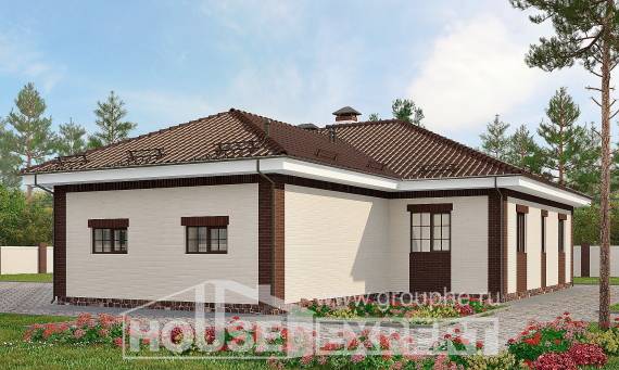 160-015-П Проект одноэтажного дома и гаражом, классический дом из газосиликатных блоков Железногорск, House Expert