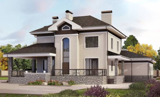 365-001-Л Проект трехэтажного дома и гаражом, уютный дом из кирпича Курчатов | Проекты домов от House Expert