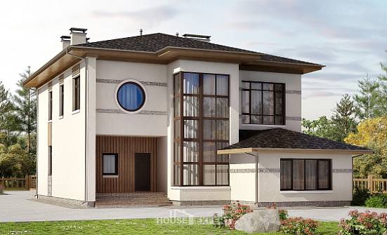 345-001-П Проект двухэтажного дома, современный загородный дом из поризованных блоков Курчатов | Проекты домов от House Expert