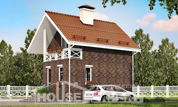045-001-Л Проект двухэтажного дома с мансардой, классический коттедж из газосиликатных блоков Курск, House Expert