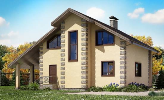 150-003-П Проект двухэтажного дома с мансардным этажом и гаражом, доступный загородный дом из блока Щигры | Проекты домов от House Expert