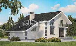180-001-П Проект двухэтажного дома мансардой, гараж, классический дом из арболита Курск, House Expert