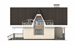 125-001-Л Проект двухэтажного дома с мансардным этажом, простой домик из газобетона Железногорск, House Expert