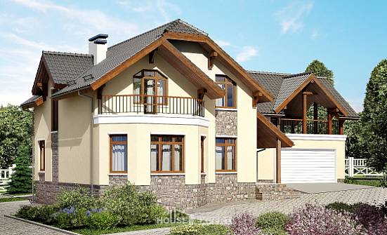 255-003-П Проект трехэтажного дома с мансардой, гараж, классический домик из газосиликатных блоков Курчатов | Проекты домов от House Expert