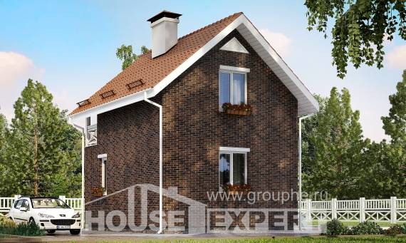 045-001-Л Проект двухэтажного дома мансардный этаж, бюджетный домик из пеноблока Железногорск, House Expert