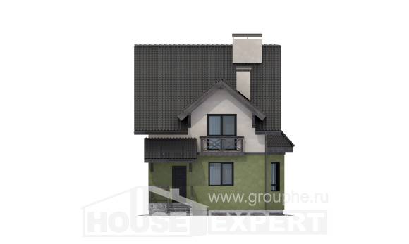 120-003-П Проект двухэтажного дома мансардой, классический коттедж из бризолита Щигры, House Expert