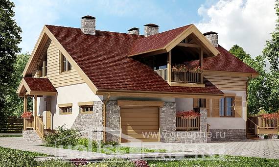 165-002-П Проект двухэтажного дома мансардный этаж и гаражом, простой загородный дом из теплоблока Железногорск, House Expert