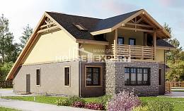 180-011-П Проект двухэтажного дома мансардой и гаражом, классический загородный дом из поризованных блоков Курчатов, House Expert