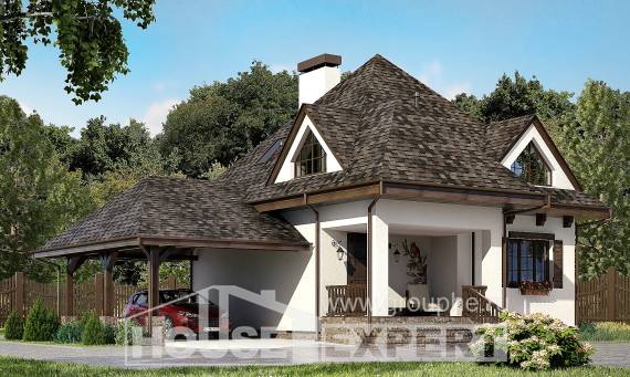 110-002-Л Проект двухэтажного дома мансардой, гараж, простой дом из газобетона Курчатов, House Expert