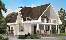 125-001-Л Проект двухэтажного дома с мансардным этажом, небольшой загородный дом из теплоблока Курчатов, House Expert