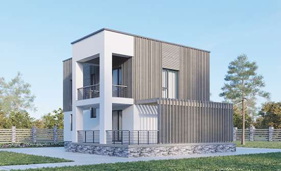 150-017-П Проект двухэтажного дома, простой коттедж из газобетона Железногорск | Проекты домов от House Expert