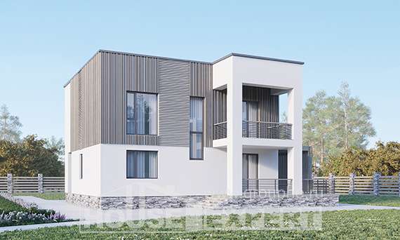 150-017-П Проект двухэтажного дома, простой загородный дом из керамзитобетонных блоков Щигры, House Expert