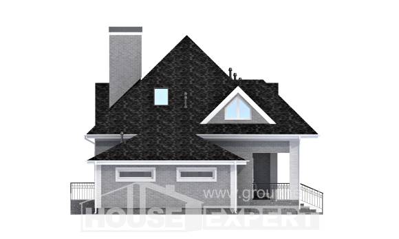 135-001-Л Проект двухэтажного дома с мансардным этажом, гараж, компактный дом из кирпича Курчатов, House Expert