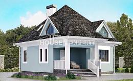 110-001-Л Проект двухэтажного дома мансардой, уютный загородный дом из блока Железногорск, House Expert