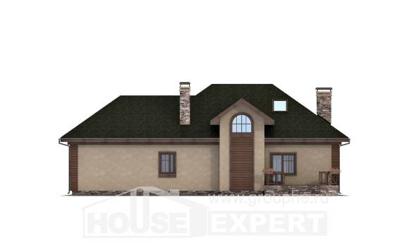 180-010-П Проект двухэтажного дома с мансардой, гараж, красивый загородный дом из теплоблока Курск, House Expert