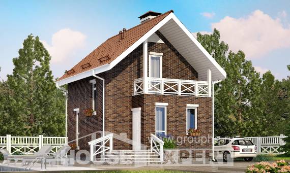 045-001-Л Проект двухэтажного дома с мансардой, крохотный домик из пеноблока Курчатов, House Expert