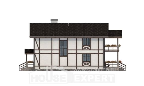 250-002-Л Проект двухэтажного дома с мансардным этажом и гаражом, красивый коттедж из кирпича Железногорск, House Expert