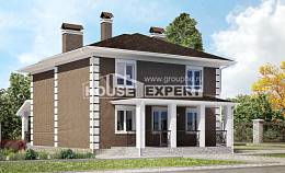 185-002-П Проект двухэтажного дома, скромный загородный дом из арболита Курск, House Expert