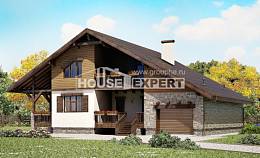 220-005-П Проект двухэтажного дома мансардный этаж, гараж, просторный загородный дом из кирпича Железногорск, House Expert