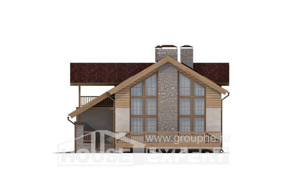 165-002-П Проект двухэтажного дома с мансардой, гараж, скромный домик из поризованных блоков Курск, House Expert