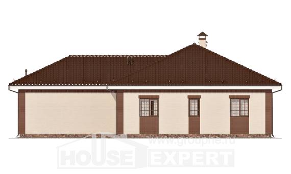 160-015-П Проект одноэтажного дома и гаражом, современный дом из бризолита Курск, House Expert