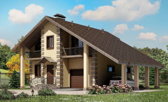 150-003-П Проект двухэтажного дома с мансардным этажом и гаражом, доступный загородный дом из блока Щигры | Проекты домов от House Expert