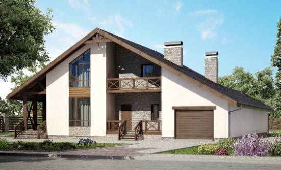 265-001-П Проект двухэтажного дома с мансардой и гаражом, уютный коттедж из газосиликатных блоков Курск | Проекты домов от House Expert