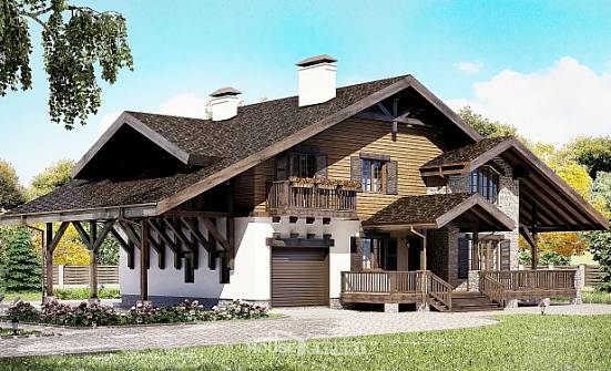 270-001-Л Проект двухэтажного дома мансардой, гараж, классический загородный дом из кирпича Железногорск | Проекты домов от House Expert