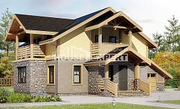 180-011-П Проект двухэтажного дома мансардой и гаражом, экономичный дом из поризованных блоков Щигры, House Expert